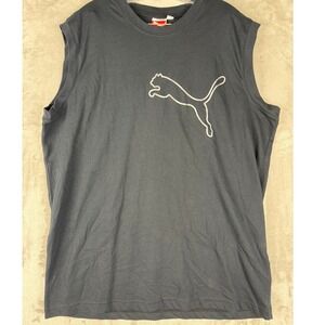 Puma Mens Black Sleeveless Athletic Logo T Shirt Size L
